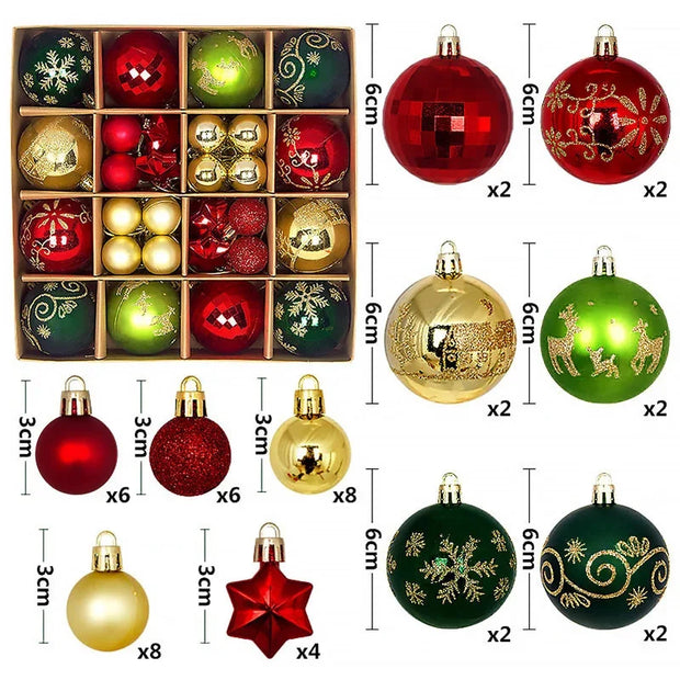 Christmas Tree Decoration 42PCS 6CM Balls Ornaments Set For Xmas Hanging Holiday Home Supplies Christmas Year Party Gifts New
