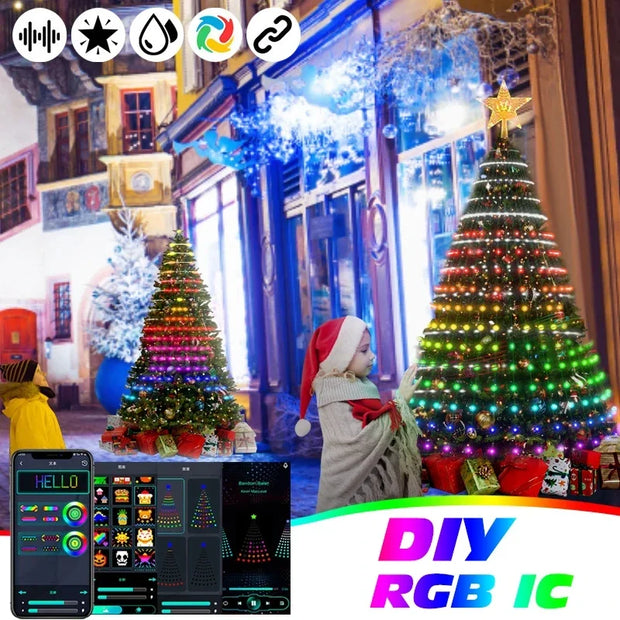 Christmas Decorations 2024 Christmas Tree Led Lights String Application DIY Image LED RGB IC Fairy Lights Bluetooth Control