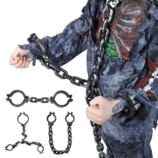 1Set Halloween Fake Chains Haunted House Horror Props Home Decoration Prisoner Costume Cosplay Accessories Plastic Link Chains