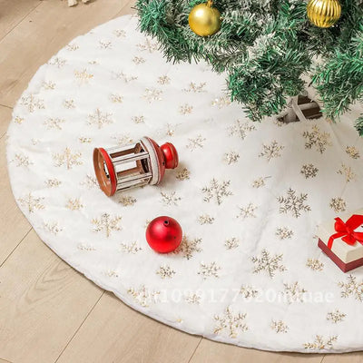 Hong Kong Love Christmas Tree Skirt round Plush Snowflake Design Home Decorations Short Apron