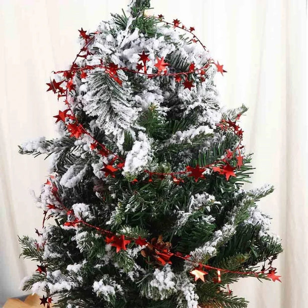 Sparkly Star String Christmas Tree Decorations Tinsel Garlands with Wire Xmas Tree Party New Year DIY Decor Festival Ornament
