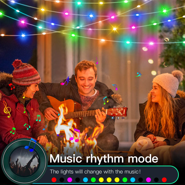 RGBIC USB 5V Christmas Tree LED String Light Bluetooth Music APP Control Fairy Lights Birthday Party Room Decor Garland Light