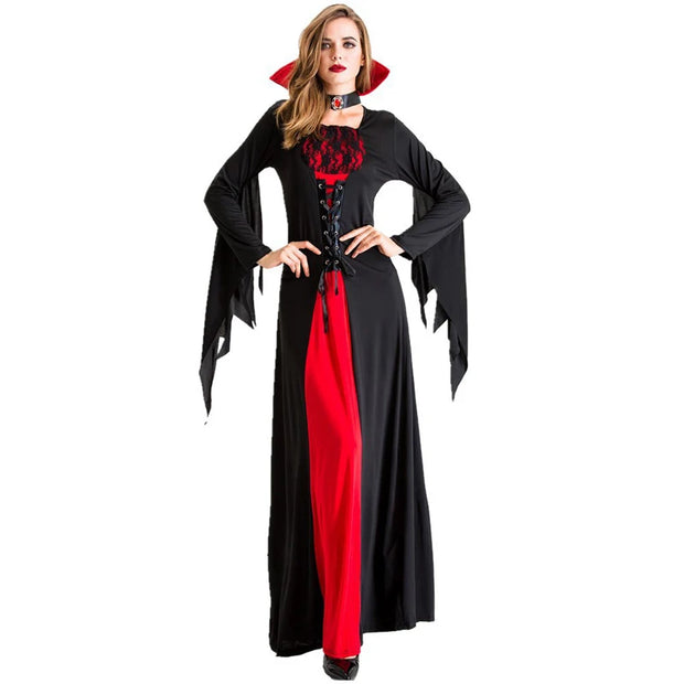 Carnival Halloween Lady Vintage Gothic Vampire Costume Glamour Witch Spooktacular Cosplay Fancy Party Dress