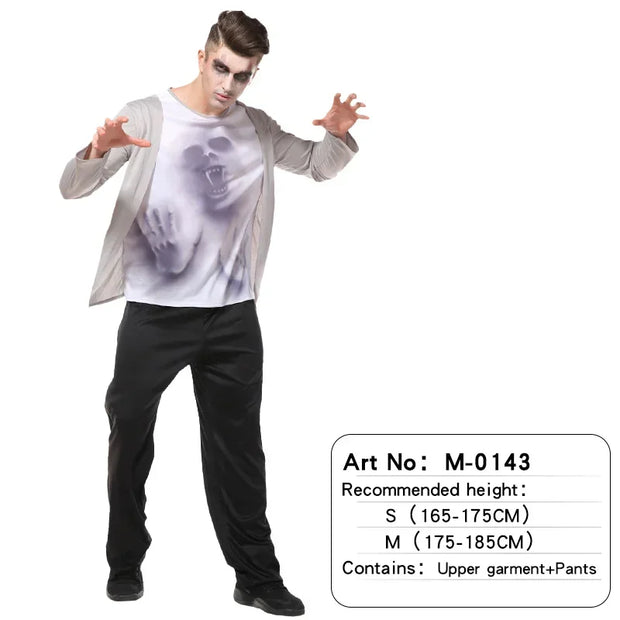 Halloween Male Vampire Cosplay Costume with Shirt/ Pants/ Vest/ Cloak，Men's Carnival Party Devil Dress Up