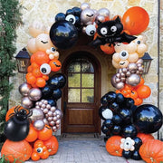 Halloween Bat Balloon Garland Arch Kit Black Orange Ballon 3D Bat Spider Sticker Eye Pumpkin Halloween Party Decoration Supplies