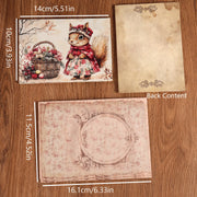 16cards, 4envelopes, 32stickers Christmas Squirrel Double-sided Postcard, for Scrapbooking Supplies, Paper Craft, Greetingcard