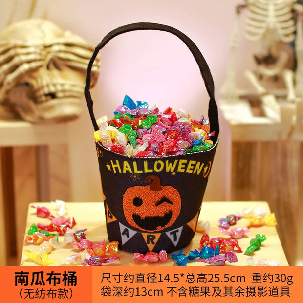 Halloween Theme Candy Bucket Bag Portable Candy Basket Kids Trick or Treat Bucket Halloween Party Decoration Supplies
