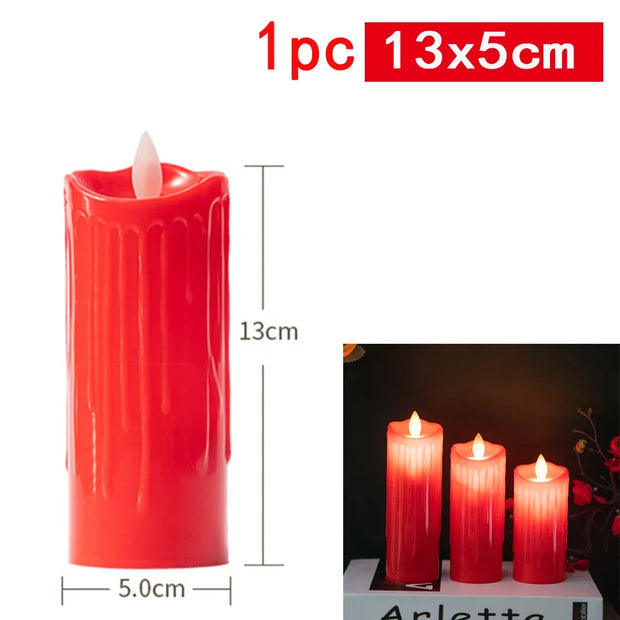 Red Flameless Shake Led Candles Light Swing light Led Battery Power Candles Lamp Electronic Led Lamp Halloween Home Decor
