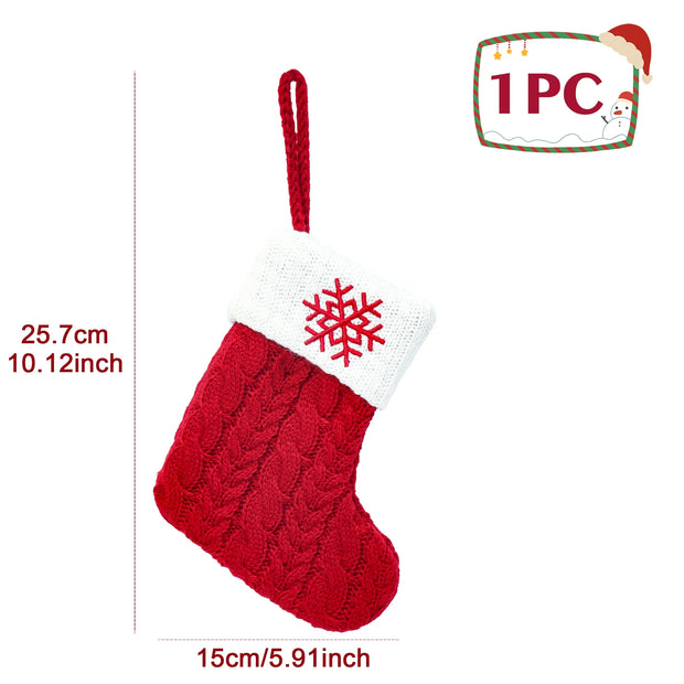 Christmas Socks Knitting Snowflake Letter Stocking Christmas Decoration For Home 2024 Xmas Tree Ornament Gift Navidad Natal 2024