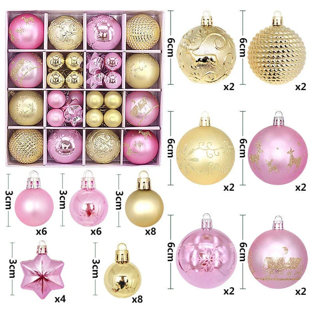 Christmas Tree Decoration 42PCS 6CM Balls Ornaments Set For Xmas Hanging Holiday Home Supplies Christmas Year Party Gifts New