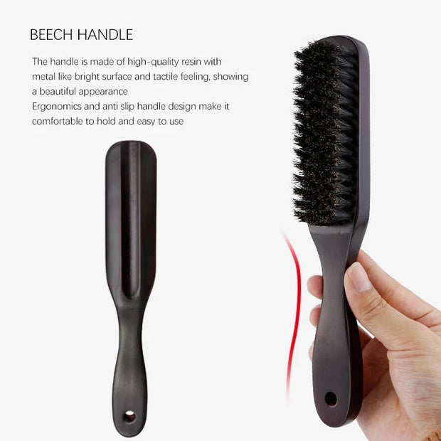 Men Beard Brush Wood Handle Boar Bristle Moustache Cleaning Brush Hairdressing Anti Static Barber Hair Styling Comb Shaving Tool