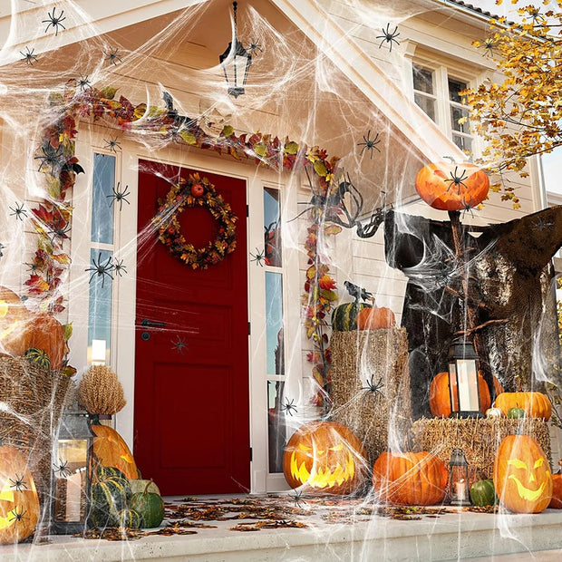 20/40g Halloween Spider Webs Spider Decor Halloween Home Party Scream Festa Black Spider Web Outdoor Propm Haunted Decoration