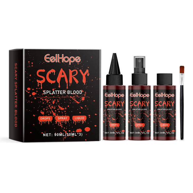 Halloween Fake Blood Makeup Kit Blood Drop Vampire Zombie Cosplay Washable Mock Blood Fake Blood Spray For Party Horror Red Tool