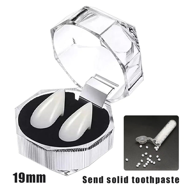 1Pair Vampire Teeth Zombie Fangs Halloween Props Apparel Accessories DIY Solid Denture Adhesive Cosplay Masquerade Decoration