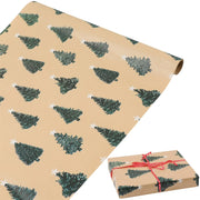 Festive green Christmas wrapping paper with tree pattern - perfect for holiday gift wrapping and party decorations, 17 x 118.1in