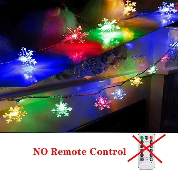 Christmas Tree Decorations 1M-30M LED Garland Holiday Snowflakes String Fairy Lights Ornaments for Home Party Noel Navidad 2026
