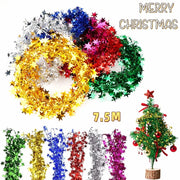 Sparkly Star String Christmas Tree Decorations Tinsel Garlands with Wire Xmas Tree Party New Year DIY Decor Festival Ornament