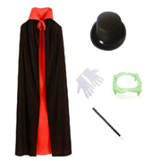 Adult Boy Halloween Magician Cosplay Costumes Vampire Prince Cloak Cape Hat Magic Wand Gloves Set for Family party magic show