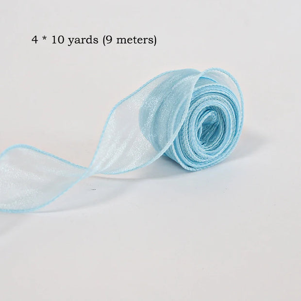 10Yards/Roll Chiffon Silk Ribbon Organza Satin For DIY Craft Gift Wrapping Decoration Wedding Bouquets Wreath Sewing Supplies