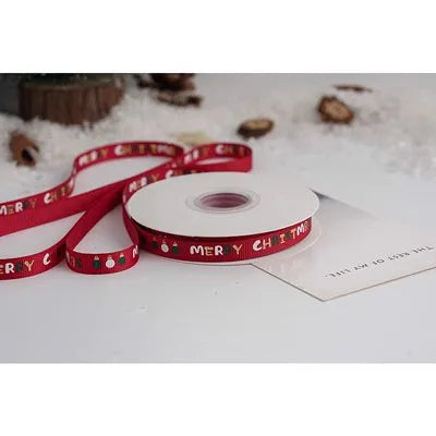 New 10/15/25mm 15 Meters Christmas Ribbon Printed Grosgrain Ribbon Tape For Handmade Design Christmas Decoration Gift Packing