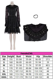 Lydia Deetz Cosplay Women Fantasia Black Music Performance Dress Collar Movie Beetle Disguise Costume Girls Outfits Halloween