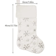 Christmas Stocking, 16 Inch Plush Faux Fur Sock with Snowflake Sequins, Holiday Tree Wall Fireplace Home Decor
