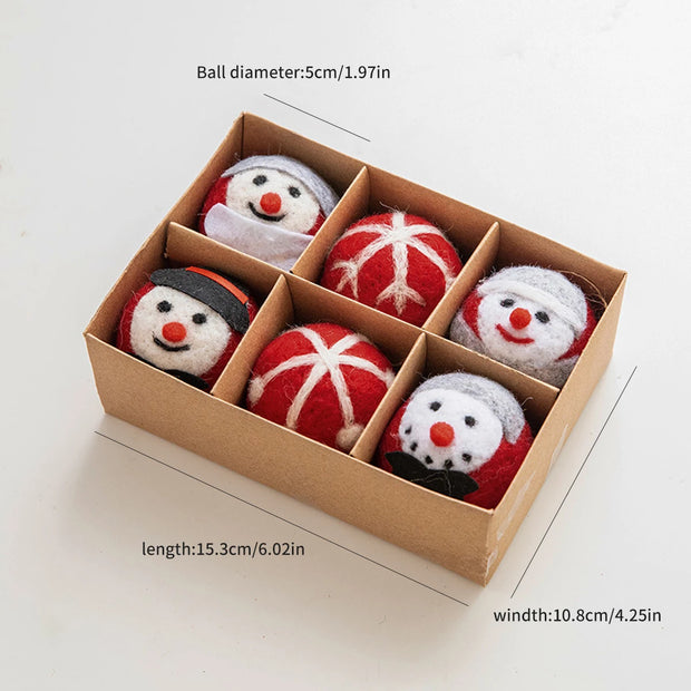 6 Christmas Decoration Felt Balls Small Hanging Christmas Snowflakes Snowman Garland Christmas Tree Decorations Christmas Gifts