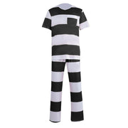 Mens Prisoner Costume Uniform Halloween Guilty Prisoner Sets handcuffs Striped Top Pants Jail Party Cosplay Costumes for Adult
