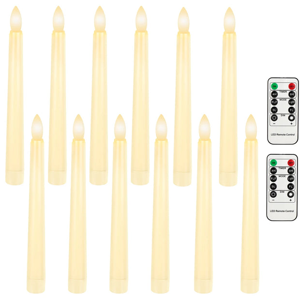 FPOO LED Flameless Taper Candles Tall Tapered Candle Battery Operated Warm White Flickering Flame Led Lights Handheld Home Decor