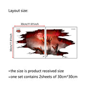 2PCS New Creative Halloween 3D Ghost Hand Cross border Sticker Terrifying Removable Halloween Mall Decoration Wall