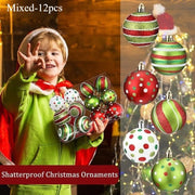 12pcs Christmas Ball Ornaments 2.4 Inch Round Plastic Hanging Decorations Glittering Elf Ball Festival Christmas Tree Decoration