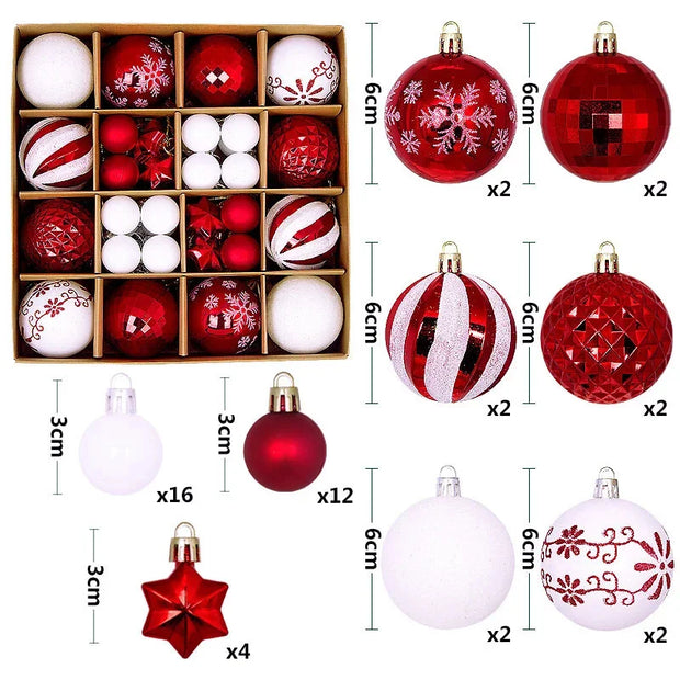 Christmas Tree Decoration 42PCS 6CM Balls Ornaments Set For Xmas Hanging Holiday Home Supplies Christmas Year Party Gifts New