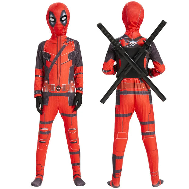 Deadpool Costume Kids Superhero Child Cosplay Costumes Jumpsuit Children Deadpool Costume Accessories Man Halloween Bodysuit