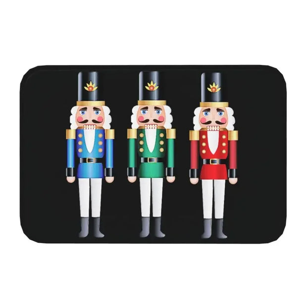 Nutcracker Doll Floor Door Kitchen Bath Mats Anti-Slip Indoor Christmas Soldier Toy Doormat Garage Entrance Rug Carpet Footpad