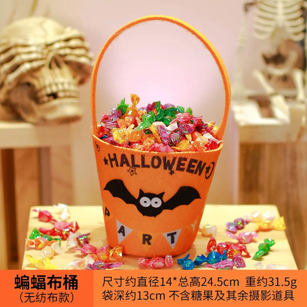 Halloween Theme Candy Bucket Bag Portable Candy Basket Kids Trick or Treat Bucket Halloween Party Decoration Supplies