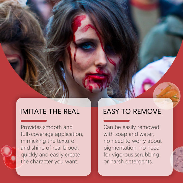 Halloween Fake Blood Makeup Kit Blood Drop Vampire Zombie Cosplay Washable Mock Blood Fake Blood Spray For Party Horror Red Tool
