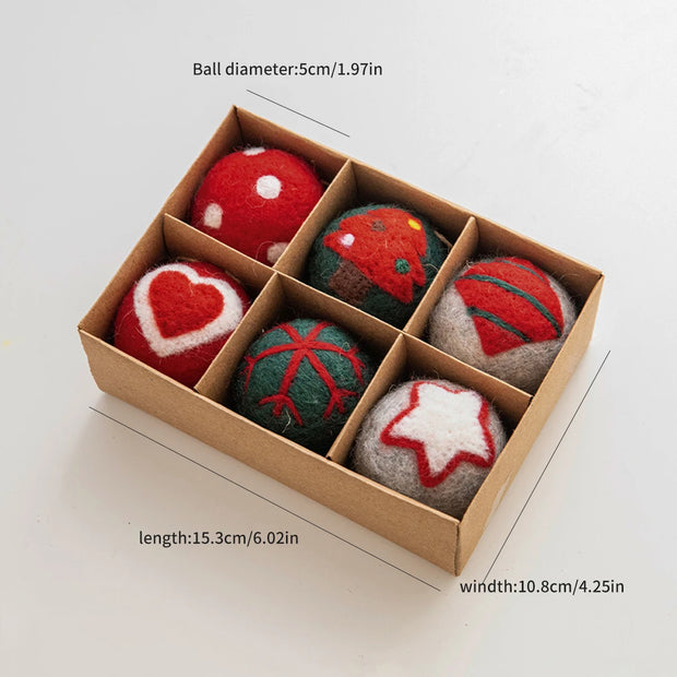 6 Christmas Decoration Felt Balls Small Hanging Christmas Snowflakes Snowman Garland Christmas Tree Decorations Christmas Gifts