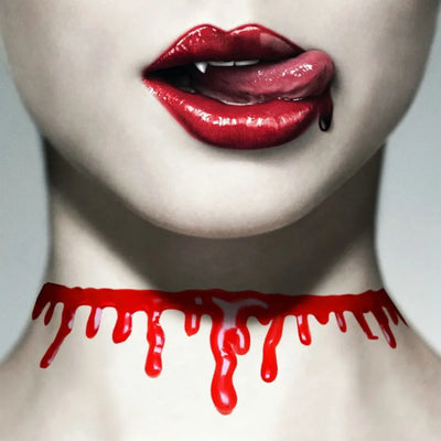 Halloween Decoration Horror Blood Drip Collar Necklace teething set Fake Blood Vampire Joker Choker Gothic Costume Red Necklaces