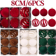 6PCS 8CM Christmas Balls Ornaments Flocking Hollow Out Christmas Tree Party Decoration Christmas Spheres Pendant 2025 New