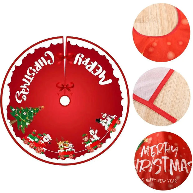 90CM Cartoon Christmas Tree Skirt Crafts Tree Surround Base Set Merry Christmas Decorations for Home Xmas Ornaments Navidad