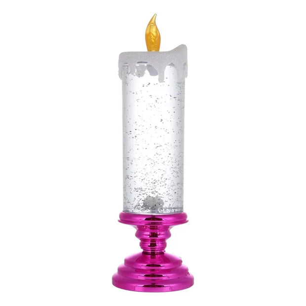 2025 New LED Christmas Candle LED Flameless Candle Light Swirling Glitter Colorful Fantasy Crystal Night Lights Xmas Party Home