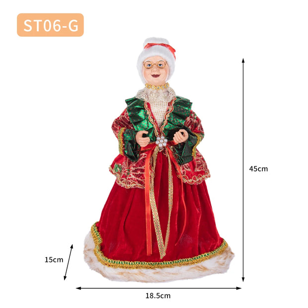 Christmas Tree Decor Sequin Mrs Claus Figurines Home Decoration Christmas Holiday Collection 48CM Standing Grandma Santa Claus