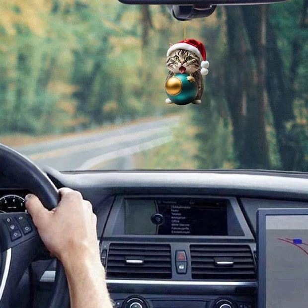 Cat Christmas Hanging Ornaments Cute Cartoon Acrylic Animals Xmas Tree Pendants Personalized Christmas Decor for Car Interior