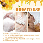 Honey Shower Gels Refreshing Moisturizing Body Wash Smooth Gentle Cleansing Firming Skin Exfoliating Brighten Skin Bath Lotion