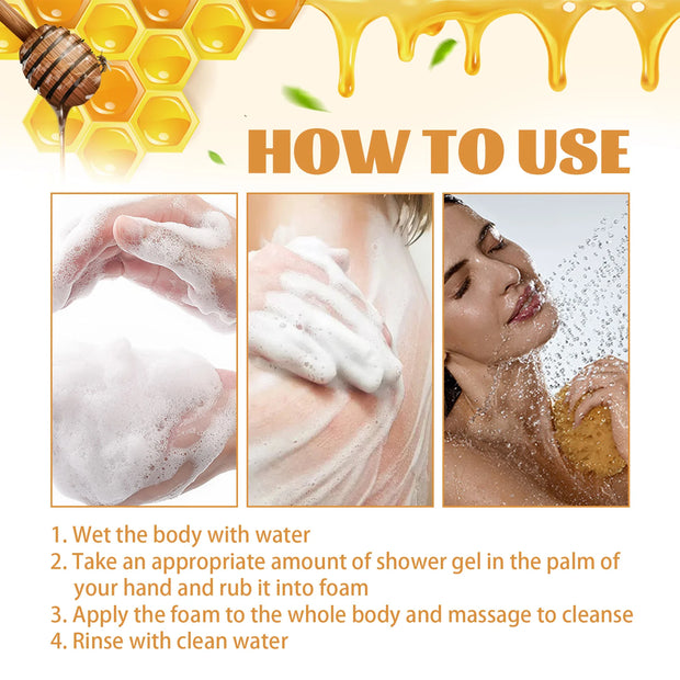 Honey Shower Gels Refreshing Moisturizing Body Wash Smooth Gentle Cleansing Firming Skin Exfoliating Brighten Skin Bath Lotion