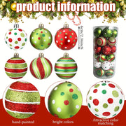 12pcs Christmas Ball Ornaments 2.4 Inch Round Plastic Hanging Decorations Glittering Elf Ball Festival Christmas Tree Decoration
