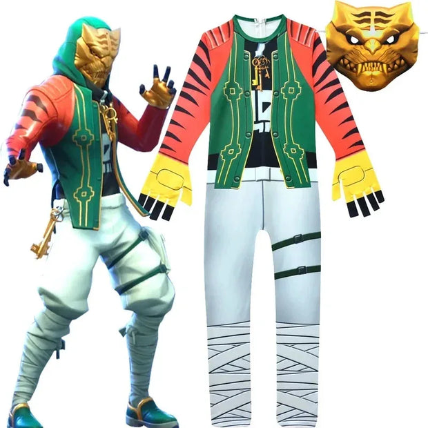 l2025l New Cosplay Halloween Kids Costume Cartoon Fish Boss Jumpsuit Boy Christmas Birthday Party Funny Costumes Carnival Cospla