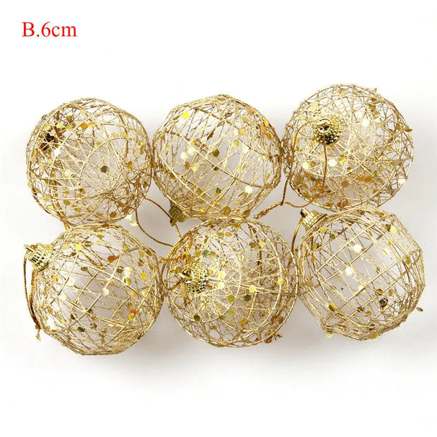 6PCS Christmas Xmas Tree Gold Ball Baubles Hanging Party Ornament Decoration Navidad Golden Dusted Christmas Ball With Scales