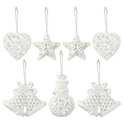 White Christmas Tree Hanging Ornaments Heart Star Bell Shapes Party Decorations Ornament for Christmas Winter Holiday New Year