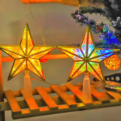 1pc Christmas Tree Topper Star, Christmas Tree Star with Lights LED Night Light Treetop Battery Powered Christmas Tree-top Star
